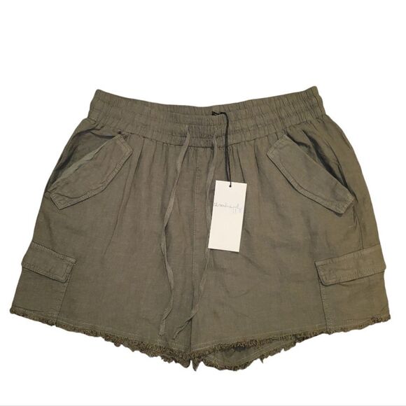 Thread & Supply Linen Blend Soft Shorts Women’s Green Elastic Waist M NWT - Picture 1 of 4